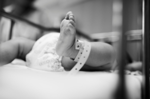 Black and White, Newborn Feet at the hospital