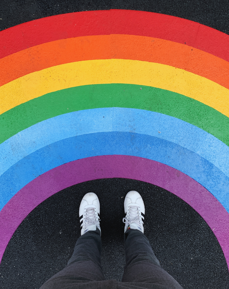 Rainbow painted sidewalk, diversity